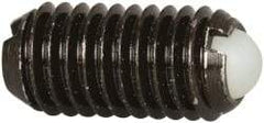 Vlier - M8x1.25, 5mm Ball Diam, 16mm Body Length, 1.5mm Max Ball Reach, Threaded Ball Plunger - Steel Body, Nylon Ball, 3.37 Lb Initial End Force, 6.75 Lb Final End Force - Exact Tool & Supply