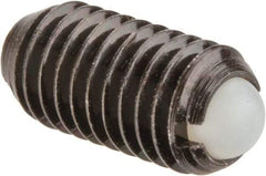 Vlier - M8x1.25, 5mm Ball Diam, 16mm Body Length, 1.5mm Max Ball Reach, Threaded Ball Plunger - Steel Body, Nylon Ball, 3.37 Lb Initial End Force, 6.75 Lb Final End Force, Locking Element - Exact Tool & Supply