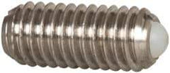 Vlier - M6x1.0, 3.5mm Ball Diam, 14mm Body Length, 1mm Max Ball Reach, Threaded Ball Plunger - Stainless Steel Body, Nylon Ball, 6.29 Lb Initial End Force, 9 Lb Final End Force - Exact Tool & Supply