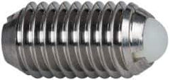 Vlier - M10x1.5, 6mm Ball Diam, 19mm Body Length, 2.01mm Max Ball Reach, Threaded Ball Plunger - Stainless Steel Body, Nylon Ball, 1.8 Lb Initial End Force, 3.37 Lb Final End Force - Exact Tool & Supply
