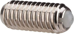 Vlier - M6x1.0, 3.5mm Ball Diam, 14mm Body Length, 1mm Max Ball Reach, Threaded Ball Plunger - Stainless Steel Body, Nylon Ball, 0.45 Lb Initial End Force, 1.35 Lb Final End Force - Exact Tool & Supply