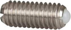 Vlier - M6x1.0, 3.5mm Ball Diam, 14mm Body Length, 1mm Max Ball Reach, Threaded Ball Plunger - Stainless Steel Body, Nylon Ball, 2.02 Lb Initial End Force, 2.92 Lb Final End Force - Exact Tool & Supply