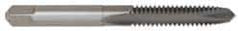 Made in USA - 1/4-20 UNC, 2 Flute, Bright Finish, Solid Carbide Spiral Point Tap - Plug Chamfer, Right Hand Thread, 2-1/2" OAL, 1" Thread Length, 0.255" Shank Diam, 3B Class of Fit - Exact Tool & Supply