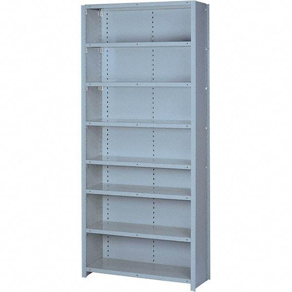 Lyon - 8 Shelf, 900 Lb. Capacity, Closed Shelving Starter Unit - 36 Inch Wide x 18 Inch Deep x 84 Inch High, Gray - Exact Tool & Supply