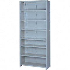 Lyon - 8 Shelf, 900 Lb. Capacity, Closed Shelving Starter Unit - 36 Inch Wide x 18 Inch Deep x 84 Inch High, Gray - Exact Tool & Supply