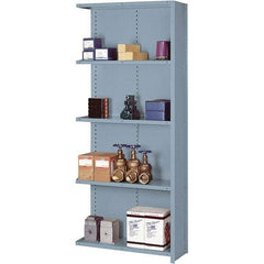 Lyon - 5 Shelf, 1,300 Lb. Capacity, Closed Shelving Add-On Unit - 36 Inch Wide x 12 Inch Deep x 84 Inch High, Gray - Exact Tool & Supply