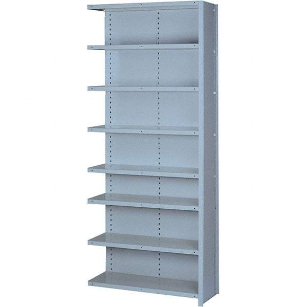 Lyon - 8 Shelf, 1,300 Lb. Capacity, Closed Shelving Add-On Unit - 36 Inch Wide x 18 Inch Deep x 84 Inch High, Gray - Exact Tool & Supply