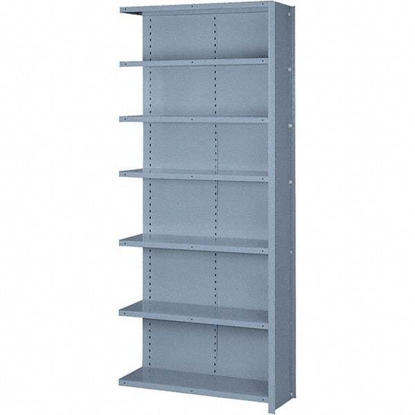 Lyon - 7 Shelf, 900 Lb. Capacity, Closed Shelving Add-On Unit - 36 Inch Wide x 12 Inch Deep x 84 Inch High, Gray - Exact Tool & Supply