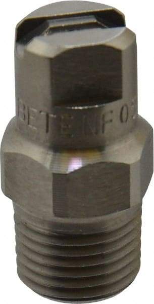 Bete Fog Nozzle - 1/8" Pipe, 90° Spray Angle, Grade 303 Stainless Steel, Standard Fan Nozzle - Male Connection, 0.79 Gal per min at 100 psi, 0.057" Orifice Diam - Exact Tool & Supply