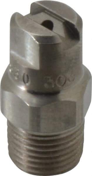 Bete Fog Nozzle - 1/8" Pipe, 30° Spray Angle, Grade 303 Stainless Steel, Standard Fan Nozzle - Male Connection, 1.26 Gal per min at 100 psi, 0.072" Orifice Diam - Exact Tool & Supply