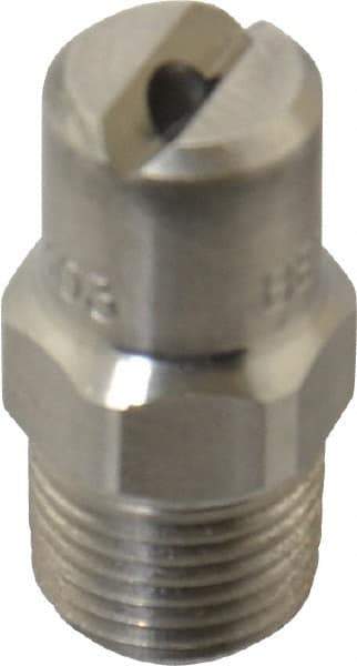 Bete Fog Nozzle - 1/8" Pipe, 65° Spray Angle, Grade 303 Stainless Steel, Standard Fan Nozzle - Male Connection, 3.16 Gal per min at 100 psi, 0.109" Orifice Diam - Exact Tool & Supply