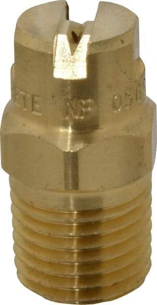 Bete Fog Nozzle - 1/4" Pipe, 65° Spray Angle, Brass, Standard Fan Nozzle - Male Connection, 0.79 Gal per min at 100 psi, 0.057" Orifice Diam - Exact Tool & Supply