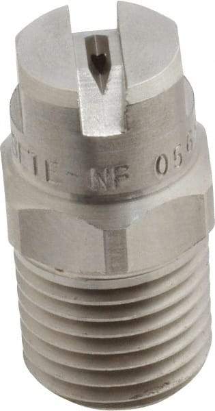Bete Fog Nozzle - 1/4" Pipe, 65° Spray Angle, Grade 303 Stainless Steel, Standard Fan Nozzle - Male Connection, 0.79 Gal per min at 100 psi, 0.057" Orifice Diam - Exact Tool & Supply