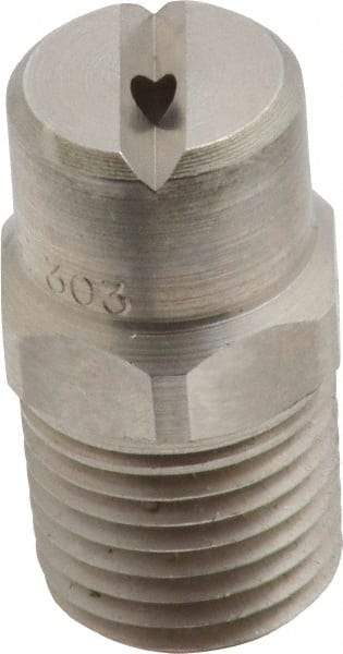 Bete Fog Nozzle - 1/4" Pipe, 65° Spray Angle, Grade 303 Stainless Steel, Standard Fan Nozzle - Male Connection, 2.37 Gal per min at 100 psi, 3/32" Orifice Diam - Exact Tool & Supply