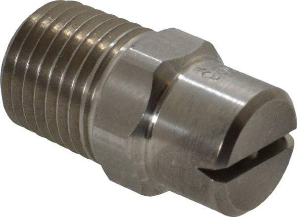 Bete Fog Nozzle - 1/4" Pipe, 120° Spray Angle, Grade 303 Stainless Steel, Standard Fan Nozzle - Male Connection, 2.37 Gal per min at 100 psi, 3/32" Orifice Diam - Exact Tool & Supply
