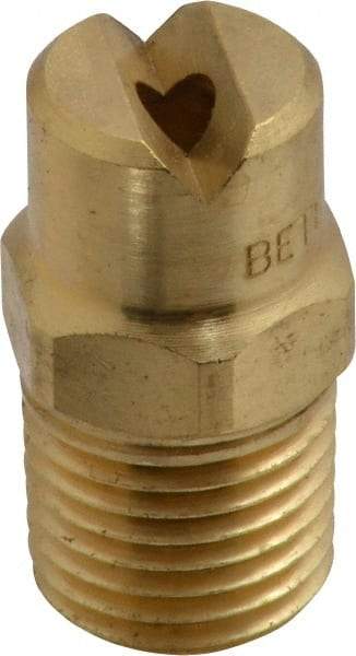 Bete Fog Nozzle - 1/4" Pipe, 65° Spray Angle, Brass, Standard Fan Nozzle - Male Connection, 6.32 Gal per min at 100 psi, 5/32" Orifice Diam - Exact Tool & Supply