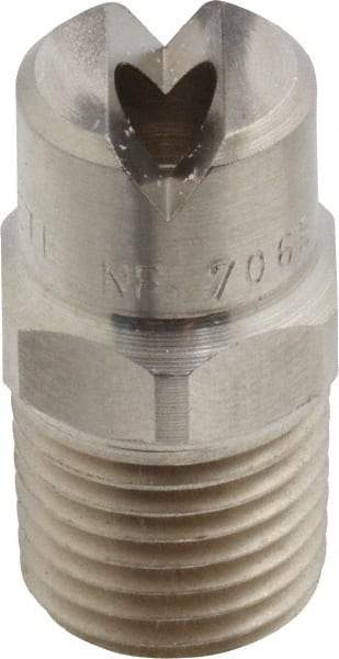 Bete Fog Nozzle - 1/4" Pipe, 65° Spray Angle, Grade 303 Stainless Steel, Standard Fan Nozzle - Male Connection, 11.1 Gal per min at 100 psi, 0.203" Orifice Diam - Exact Tool & Supply
