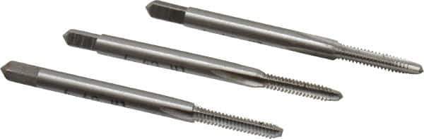 Interstate - #4-40 UNC, 3 Flute, Bottoming, Plug & Taper, Bright Finish, High Speed Steel Tap Set - Right Hand Cut, 1-7/8" OAL, 9/16" Thread Length - Exact Tool & Supply