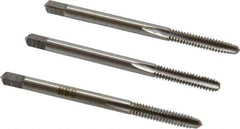 Interstate - #6-32 UNC, 3 Flute, Bottoming, Plug & Taper, Bright Finish, High Speed Steel Tap Set - Right Hand Cut, 2" OAL, 11/16" Thread Length - Exact Tool & Supply