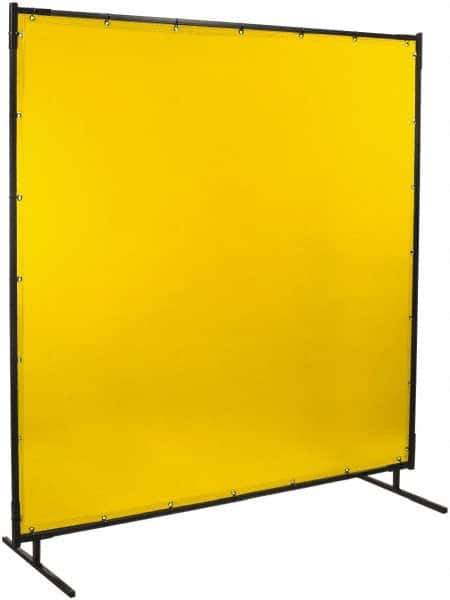 Steiner - 8 Ft. Wide x 6 Ft. High x 3/4 Inch Thick, 14 mil Thick Transparent Vinyl Portable Welding Screen Kit - Yellow - Exact Tool & Supply