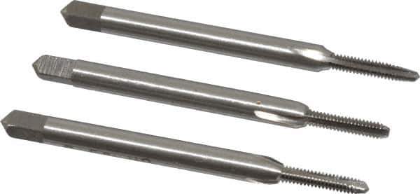 Interstate - #2-56 UNC, 3 Flute, Bottoming, Plug & Taper, Bright Finish, High Speed Steel Tap Set - Right Hand Cut, 1-3/4" OAL, 7/16" Thread Length - Exact Tool & Supply