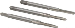 Interstate - #4-40 UNC, 3 Flute, Bottoming, Plug & Taper, Bright Finish, High Speed Steel Tap Set - Right Hand Cut, 1-7/8" OAL, 9/16" Thread Length - Exact Tool & Supply