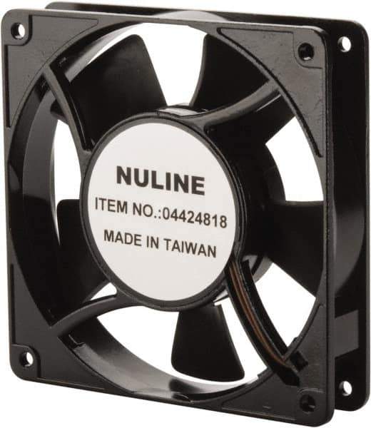 Value Collection - 230 Volts, AC, 81 CFM, Square Tube Axial Fan - 0.07 Amp Rating, 2,600 to 3,600 RPM, 4.7" High x 4.7" Wide x 1" Deep - Exact Tool & Supply