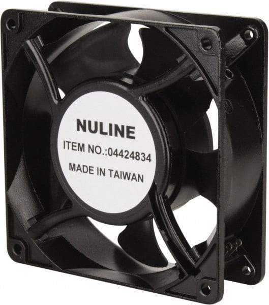 Value Collection - 230 Volts, AC, 105 CFM, Square Tube Axial Fan - 0.12 Amp Rating, 2,600 to 3,100 RPM, 4.7" High x 4.7" Wide x 1-1/2" Deep - Exact Tool & Supply