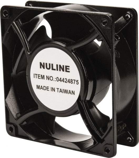 Value Collection - 230 Volts, AC, 53 CFM, Square Tube Axial Fan - 0.9 Amp Rating, 1,850 to 2,100 RPM, 4.7" High x 4.7" Wide x 1-1/2" Deep - Exact Tool & Supply