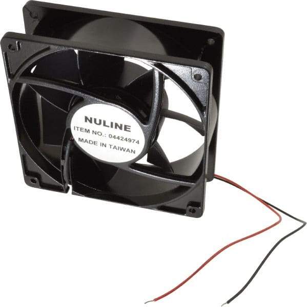 Value Collection - 12 Volts, DC, 145 CFM, Square Tube Axial Fan - 1.1 Amp Rating, 2,600 to 2,900 RPM, 4.7" High x 4.7" Wide x 1-1/2" Deep - Exact Tool & Supply