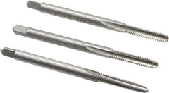 Interstate - #5-40 UNC, 3 Flute, Bottoming, Plug & Taper, Bright Finish, High Speed Steel Tap Set - Right Hand Cut, 1-15/16" OAL, 5/8" Thread Length - Exact Tool & Supply