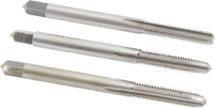 Interstate - #10-32 UNF, 4 Flute, Bottoming, Plug & Taper, Bright Finish, High Speed Steel Tap Set - Right Hand Cut, 2-3/8" OAL, 7/8" Thread Length - Exact Tool & Supply