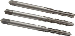 Interstate - #10-24 UNC, 4 Flute, Bottoming, Plug & Taper, Bright Finish, High Speed Steel Tap Set - Right Hand Cut, 2-3/8" OAL, 7/8" Thread Length - Exact Tool & Supply