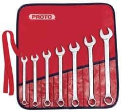 Proto - 7 Piece, 3/8" to 3/4", Combination Wrench Set - Inch Measurement Standard, Satin Finish, Comes in Nylon Roll - Exact Tool & Supply
