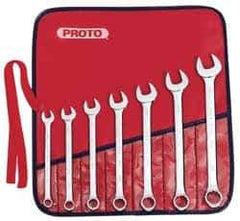 Proto - 7 Piece, 3/8" to 3/4", Combination Wrench Set - Inch Measurement Standard, Satin Finish, Comes in Nylon Roll - Exact Tool & Supply