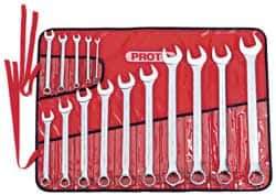 Proto - 15 Piece, 7mm to 32mm, Combination Wrench Set - Metric Measurement Standard, Satin Finish, Comes in Canvas Roll - Exact Tool & Supply