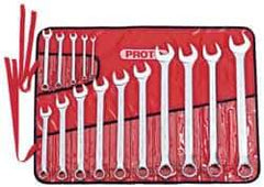 Proto - 15 Piece, 7mm to 32mm, Combination Wrench Set - Metric Measurement Standard, Satin Finish, Comes in Canvas Roll - Exact Tool & Supply