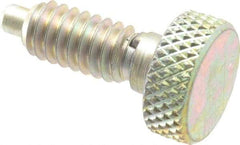 Gibraltar - 1/4-20, 1/2" Thread Length, 0.123" Max Plunger Diam, 1 Lb Init to 4 Lb Final End Force, Knob Handle Plunger - Knurled Knob, 0.79" Body Length, 1/2" Length Under Head/Shoulder, 1/8" Plunger Projection - Exact Tool & Supply