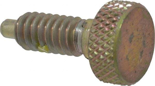 Gibraltar - 1/4-20, 1/2" Thread Length, 0.123" Max Plunger Diam, 1 Lb Init to 4 Lb Final End Force, Knob Handle Plunger - Knurled Knob, 0.79" Body Length, 1/2" Length Under Head/Shoulder, 1/8" Plunger Projection - Exact Tool & Supply