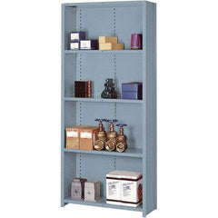 Lyon - 5 Shelf, 600 Lb. Capacity, Closed Shelving Starter Unit - 36 Inch Wide x 18 Inch Deep x 84 Inch High, Gray - Exact Tool & Supply