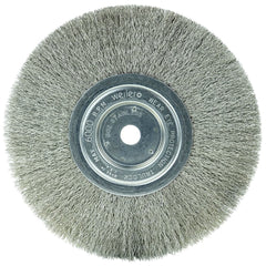 Weiler - Wheel Brushes; Outside Diameter (Inch): 8 ; Arbor Hole Thread Size: 5/8 ; Wire Type: Crimped Wire ; Fill Material: Stainless Steel ; Face Width (Inch): 3/4 ; Trim Length (Inch): 2-1/16 - Exact Tool & Supply