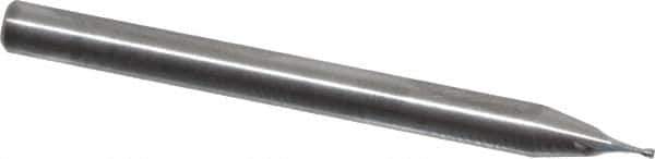 RobbJack - 0.022", 0.033" LOC, 1/8" Shank Diam, 1-1/2" OAL, 2 Flute, Solid Carbide Square End Mill - Single End, Uncoated, Spiral Flute, 30° Helix, Centercutting, Right Hand Cut, Right Hand Flute, Series SS-2 - Exact Tool & Supply