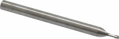 RobbJack - 0.042", 0.063" LOC, 1/8" Shank Diam, 1-1/2" OAL, 2 Flute, Solid Carbide Square End Mill - Single End, Uncoated, Spiral Flute, 30° Helix, Centercutting, Right Hand Cut, Right Hand Flute, Series SS-2 - Exact Tool & Supply
