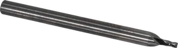 RobbJack - 0.047", 0.0705" LOC, 1/8" Shank Diam, 1-1/2" OAL, 4 Flute, Solid Carbide Square End Mill - Single End, Uncoated, Spiral Flute, 30° Helix, Centercutting, Right Hand Cut, Right Hand Flute, Series SS-4 - Exact Tool & Supply