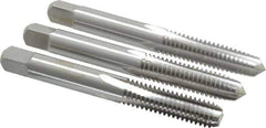 Interstate - 5/16-18 UNC, 4 Flute, Bottoming, Plug & Taper, Bright Finish, High Speed Steel Tap Set - Right Hand Cut, 2-23/32" OAL, 1" Thread Length - Exact Tool & Supply