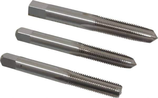 Interstate - 5/16-24 UNF, 4 Flute, Bottoming, Plug & Taper, Bright Finish, High Speed Steel Tap Set - Right Hand Cut, 2-23/32" OAL, 1" Thread Length - Exact Tool & Supply