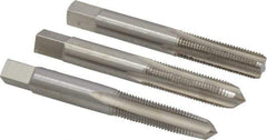 Interstate - 3/8-24 UNF, 4 Flute, Bottoming, Plug & Taper, Bright Finish, High Speed Steel Tap Set - Right Hand Cut, 2-15/16" OAL, 1-1/4" Thread Length - Exact Tool & Supply