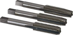 Interstate - 7/16-14 UNC, 4 Flute, Bottoming, Plug & Taper, Bright Finish, High Speed Steel Tap Set - Right Hand Cut, 3-5/32" OAL, 1-7/16" Thread Length - Exact Tool & Supply