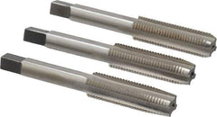 Interstate - 7/16-20 UNF, 4 Flute, Bottoming, Plug & Taper, Bright Finish, High Speed Steel Tap Set - Right Hand Cut, 3-5/32" OAL, 1-7/16" Thread Length - Exact Tool & Supply