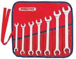 Proto - 7 Piece, 3/8" to 3/4", 12 Point Flare Nut Wrench Set - Inch Measurement Standard, Satin Finish, Comes in Pouch - Exact Tool & Supply